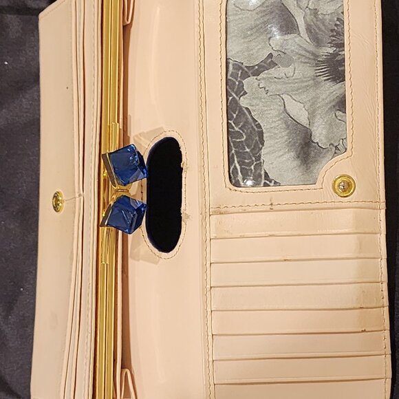 Excellent  Ted Baker Patent Navy Blue wallet with Crystal Matinee wallet - Picture 9 of 11